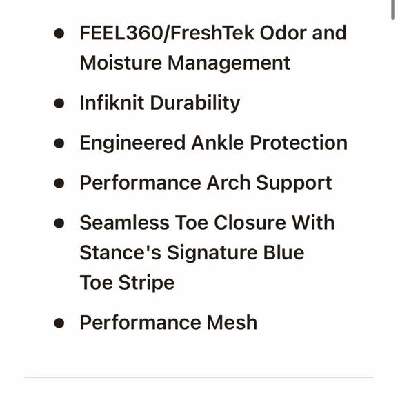 STANCE MEN’S PERFORMANCE CREW HEIGHT SOCKS IN SIZE LARGE WITH FRESHTEK - Picture 5 of 6